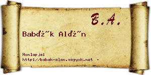 Babák Alán névjegykártya